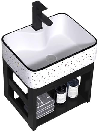 BRCYKRWY Fregadero de BañO Moderno Montado en Esquina Lavabo Suspendido Gabinete Combinado para Espacios Pequeños Fregadero de Recipiente de Montaje en Pared Mini Lavabo de Cerámica