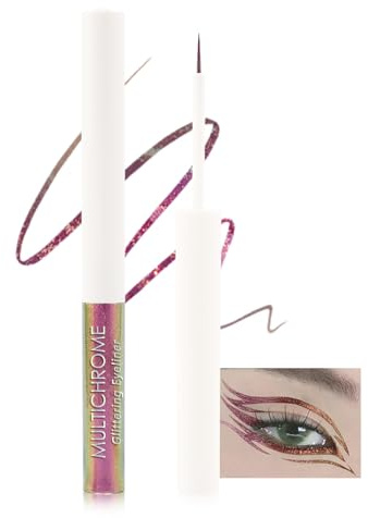 Chameleon - Matita per occhi liquida, eyeliner glitterato metallizzato, colorato, impermeabile e durata, punta ultrasottile, multicolore altamente pigmentato glitter eyeliner ombretto trucco 03# rosa