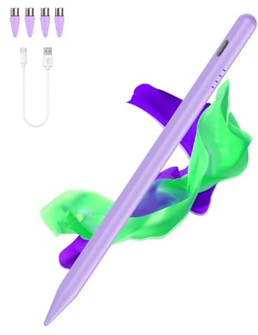 Stylus Pens for Touch Screens,Type-C Tablet Pen with 4 Pom Tips Rechargable Stylus Pen for Android Compatible with Samsung/Huawei/Lenovo/Mi/Vivo and Other Android Smartphone and Tablet Devices-Purple