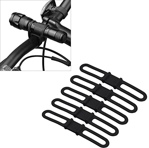 Hominas Cinturino Elastico in Silicone per Bici, 5 Pezzi Banda da Bicicletta Cinghia Elastica Cinturino per Torcia LED in Bicicletta