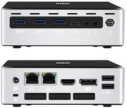 SJRC Mini Gaming PC 2 x RJ45 Gigabit LAN, Core Ultra 7 155U Desktop Office Appliance, OPNsense/Linux Micro PC, Triple Display, Barebone NO RAM/SSD/System, WiFi6 + BT5.2