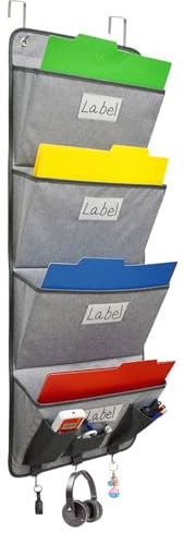 CaiYuanGJ Organizer per Cartelle Sopra La Porta, Portariviste Da Parete Con 4 Tasche, Organizzatore Di Documenti Da Appendere, Cartelle Da Appendere a Parete, per Ufficio, Casa, Scuola