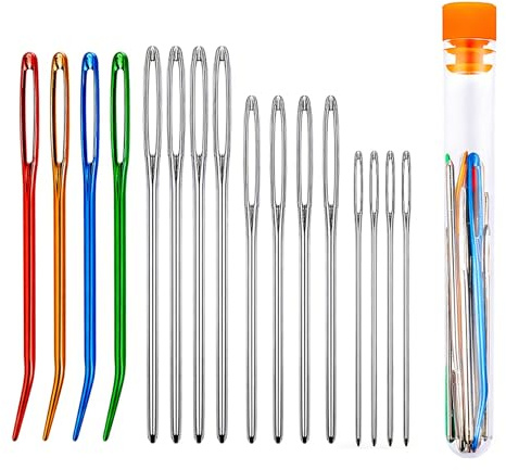 Vellux 16 Pack x2 Large Eye Blunt Darning Needles for Wool, Tapestry, Crochet & Sewing Up Knitting, Embroidery DIY Crafts (White)