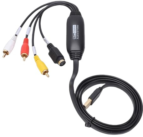 Yanmis VHS Till Digital Converter, USB Video Capture Card för Analog AV S Video Till USB A USBC, med 1080P 30fps Output, för PC Laptop