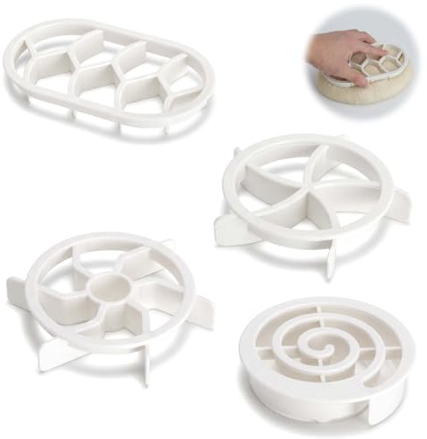4 Moldes para Pan, Sello para Panecillos y Galletas, Divisor de Masa de Plástico Alimentario