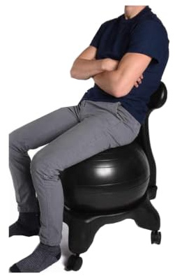 Silla de equilibrio portátil, asiento ergonómico de yoga con respaldo para uso en la oficina, aula, ideal para trabajadores, profesores, estudiantes (sin pelota)