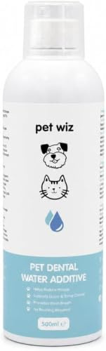 pet wiz Dental Water Additive for Dogs & Cats | Fights Bad Breath | Ta bort plack och tartar | Främjar hälsosamma gummin (500 ml)