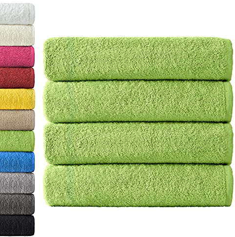 NatureMark 4er Pack Duschtücher, Größe 70x140cm, Apfel Grün, 100% Baumwolle