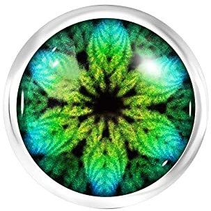 ANDANTE Chunk Click-Button Druckknopf (Blatt Grün-Türkis-Blau) für Chunk-Armbänder, Chunk-Ringe und andere Chunk-Accessoires