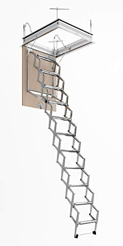 Fgm Scale - Scala Retrattile Manuale Pantografo Soffitta | Discesa Gradino Lato 70 | Misura 70x80 H=276-300 cm