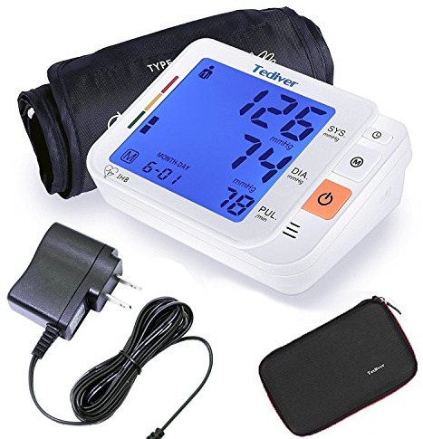 Tediver Digital Blood Pressure Monitor| Large Cuff 0.7-1.3 Feet - Automatic Upper Arm Blood Pressure Cuff Sets with Adapter and Device Case| Backlight LCD screen| 2 Year Warranty
