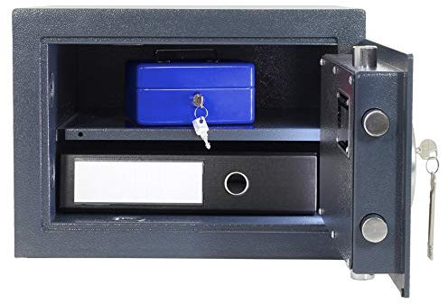 SafeHero Kurzwaffentresor Klasse 0/N EN 1143-1 Secureo Harrier 2 | Doppelbartschloss | für Kurzwaffen & Munition | 300x420x390 | 35 kg | Feuerfalz für Basis-Brandschutz