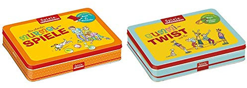 moses. Die schönsten Murmelspiele im Set | Spiele-Klassiker in der Metalldose | Mit Buch und 21 Glasmurmeln im Säckchen & Gummitwist-Set | Spiele-Klassiker in der Metalldose | Mit Buch und Gummitwist