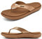 jiajiale Flip Flops Damen Mode Orthopädische Leder Stoff Leicht Zehentrenner Frauen Bequeme Yoga Fußbett Badelatschen Sommer Strand Rutschfest Feste Gummi Sohle Khaki EU40