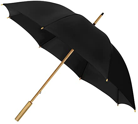ECO by IMPLIVA, Bamboo Umbrella, Windproof, Diameter 102 cm, Black, Black, Mittel