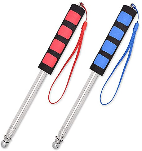 Liekadijiae 2 Pezzi Inox Asta Bandiera, Asta della Bandiera Acciaio Inox, Asta Telescopica per Bandiera, Metallo Asta Bandiera Telescopica, Asta portabandiera telescopica in Acciaio Inox((Rosso/Blu)