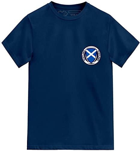 FOOTEEZ Barn Skottland fotboll T-shirt, Djup marinblå, 7-8 År