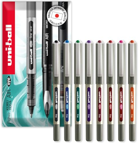 uni-ball EYE - UB-157E Rollerball Pens - 0.7mm Nib - Essential Set - Pack of 8 - In Envelope Gift Set Packaging