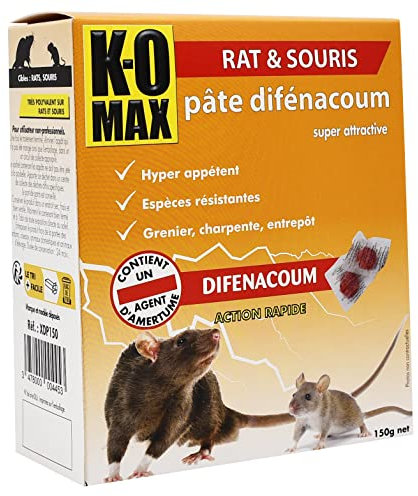 K-O MAX - RAT & SOURIS - pâte difénacoum - 150g