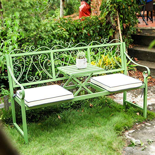 Park Terrace Bänk Utomhusbänk, Trädgårdsbänk i metall med lyftbar sits, Patio Loungestol med ryggstöd och armstöd, Stol med ram i gjutjärn för gård/veranda, rymmer 2-3 personer