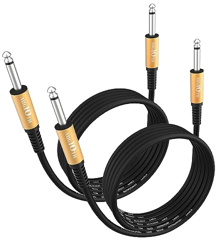 Augioth Guitar Cable 3 ft Black 2 Pack, Stage Electric Instrument Bass Cable AMP Cord 1/4 Straight to Straight