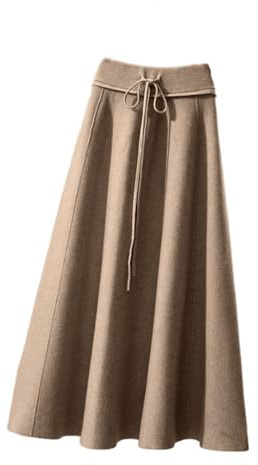 SUIUOI Gonna Lunga Donna Inverno Vita Alta Vintage,Lana Maxi Gonne Vita Elastica Lunga e Linea ad A,Elegante Lunga Gonna A-Line Plissettata Svasata Gonne