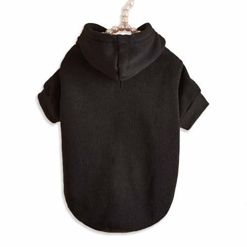 Monkimau Hundepullover Hoodie für kleine bis große Hunde – Warmer Fleece – Herbst- und Winterkleidung – XS bis XXXL – 10 Farben (Schwarz, M)