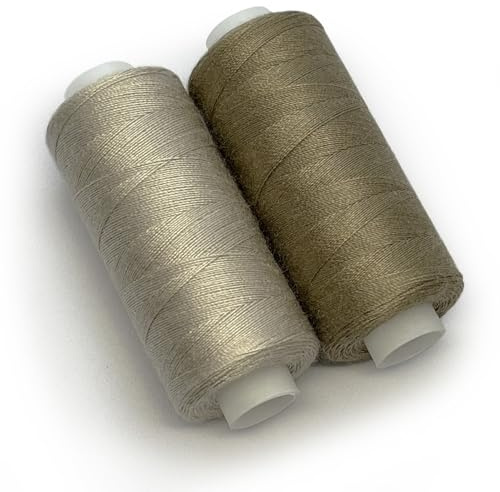 Filo da cucire in poliestere, 2 bobine di circa 360 m. Filo Per Cucire Qualsiasi Uso Tessile. (Beige Khaki & Beige Cammello)
