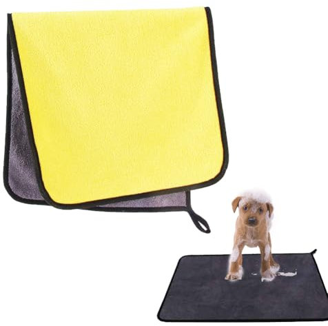 50cm x 100cm Hundehandtuch Extra Saugfähig, Premium Hunde Trockentuch, Mikrofaser Hundehandtuch, Set Hunde Handtuch, Mikrofasertuch, für Alle Mittelgroße Hunde, Katzen, Pet, Größe M, Dunkelgrau