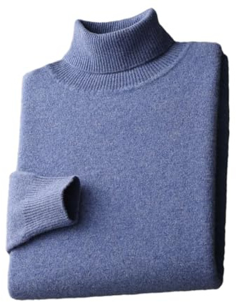 ERFMFKL Pull à col roulé en laine mérinos douce et classique pour homme - Chaud avec nervures