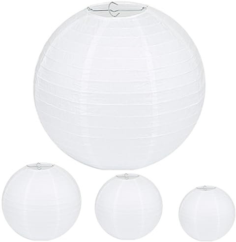 12Pcs Paper Lampshade, Paper Light Shade, Pure White Paper Lanterns, Paper Lanterns with Metal Frame, Paper Lampshades for Ceiling Lights, Reusable, DIY, Elegant Wedding and Party Decorations