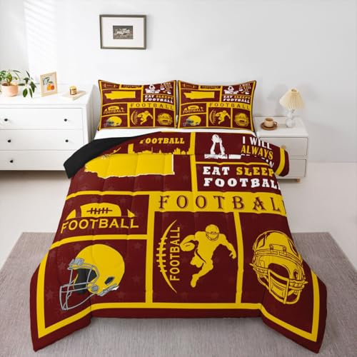 Erosebridal Football Comforter Set Kids Boys Girls,Rugby Bedding Full