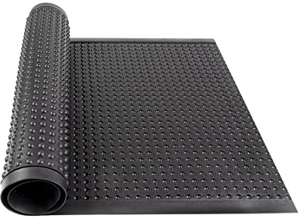 Floordirekt Anti-fatigue mat, 90 x 120 cm, workplace mat, rubber mat, ergonomic standing mat with nubs, non-slip, black, bubble mats