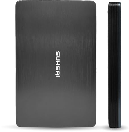 SUHSAI Externe Festplatte, 1 TB USB 3.0, leichte Festplatte zur Datensicherung und -speicherung, tragbare Gaming-Festplatte, HDD mit erweitertem Speicher für Gaming-Laptop, PC, Mac, Desktop – Grau