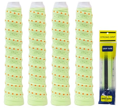 LACHT 4 Cintas De Agarre De Raqueta, Versión Mejorada Con Diseño Antideslizante De Dos Colores, Duradero, Absorbente, Antideslizante, Grip Para Raqueta Pádel, Tenis, Bádminton (Verde Claro)