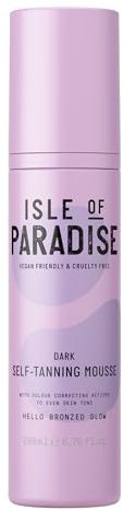 Isle of Paradise Self Tan Mousse, Dark (200 ml) Self Tanning Foam, Natural Ingredients & Vegan (packaging may vary)