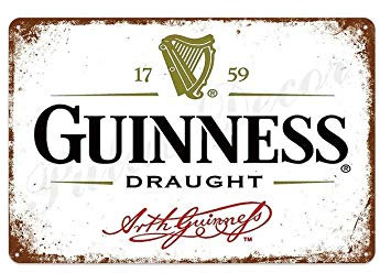 HISIMPLE Guinness Draught - Placa de metal para decoración de pared para bar, pub, cocina, hogar, placa de póster de metal, 30,5 x 20,3 cm
