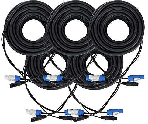Pronomic Stage PPD-20 Cable Híbrido Powerplug/DMX Set de 5 - Cable combinado para alimentación y señal DMX - Sin enredos al conectar efectos de luz - Longitud: 20 m - Negro