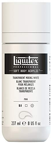 Liquitex Professional Soft Body Acrylic Paint, Transparent Mixing White, 237 ml Bottle