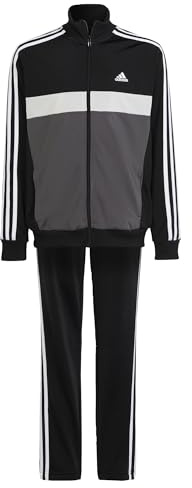 adidas Mixte enfant Essentials 3-Stripes Tiberio Track Suit, Black/Grey Five/Grey One/White, 7-8 Years