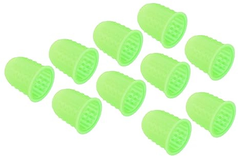 PATIKIL Fingerspetsar i gummi på 0,67 tum, 10-pack fingertoppsskydd i silikon, skyddsdynor, fingerborg, för kontorsräkning, sortering, sömnad, grön, medelstorlek