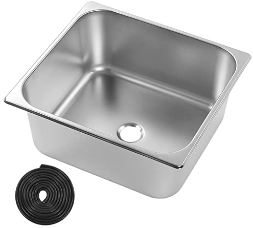 Lavello per Lavabo a Mano, Lavello per Lavabo Rettangolare in Acciaio Inox 304 per Camper e Roulotte con Porta di Scarico da 40 Mm, Lavello da Incasso per Postazione di Lavoro L330 W300 H150mm