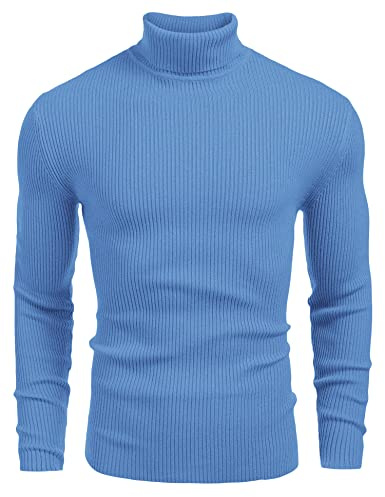 COOFANDY Suéter de Punto con Cuello Alto para Hombre, suéter Informal de Manga Larga y Delgado para Hombre