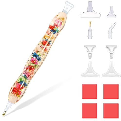 RECORDARME Diamond Art Pen, Resin Diamond Dot Pens, Ergonomic Design, Shiny Flower