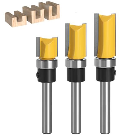 Hugwish punte fresa legno 6mm 3pcs, set frese per legno per diverse tacche di profondità, Set di frese dritte, fresa per legno, frese per legno