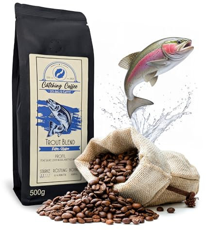 Catching Coffee - 500g Angler Kaffee Filter-Kaffee ganze Bohnen aus Brasilien/Kolumbien Kaffee in Deutschland geröstete Kaffeebohnen, sehr gut verträglich, ausgewogene Bohnen für Kaffeevollautomat