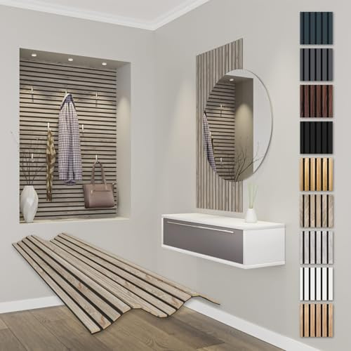 HEXIM Comfort Acoustic Panels, 118 x 60 cm, Flexible Wooden Panels, Slat Wall, MDF Wall Panels, Slat Cladding, Wall Cladding, Soundproofing (0.71 m² Sonoma Oak)