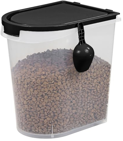 Taylor & Brown 36L Airtight Pet Food Storage Container With Scoop Up to 33 lbs Treats For Pet Dog Cat Animal 15kg Dry Food Dispenser With Casters, Black