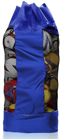 SacJkt Sacca Palloni Calcio, Borsa per Palline con Coulisse in Rete di Grande Capacità con Spallacci Regolabili, per Calcio, Pallacanestro, Pallavolo（Blu, L）