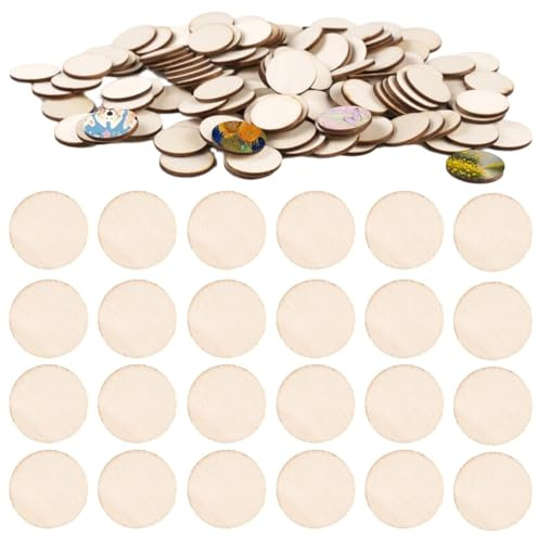 400 Pieces Wood Circle Disc for Crafting, 20 x 20 mm Round Wooden Log for